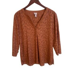Chicos Leopard Print Sheen Blouse Size 2 (L)
